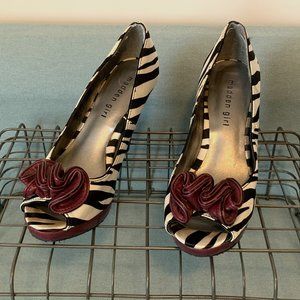 Gently Worn Madden Girl Zebra Striped Peep Toe
